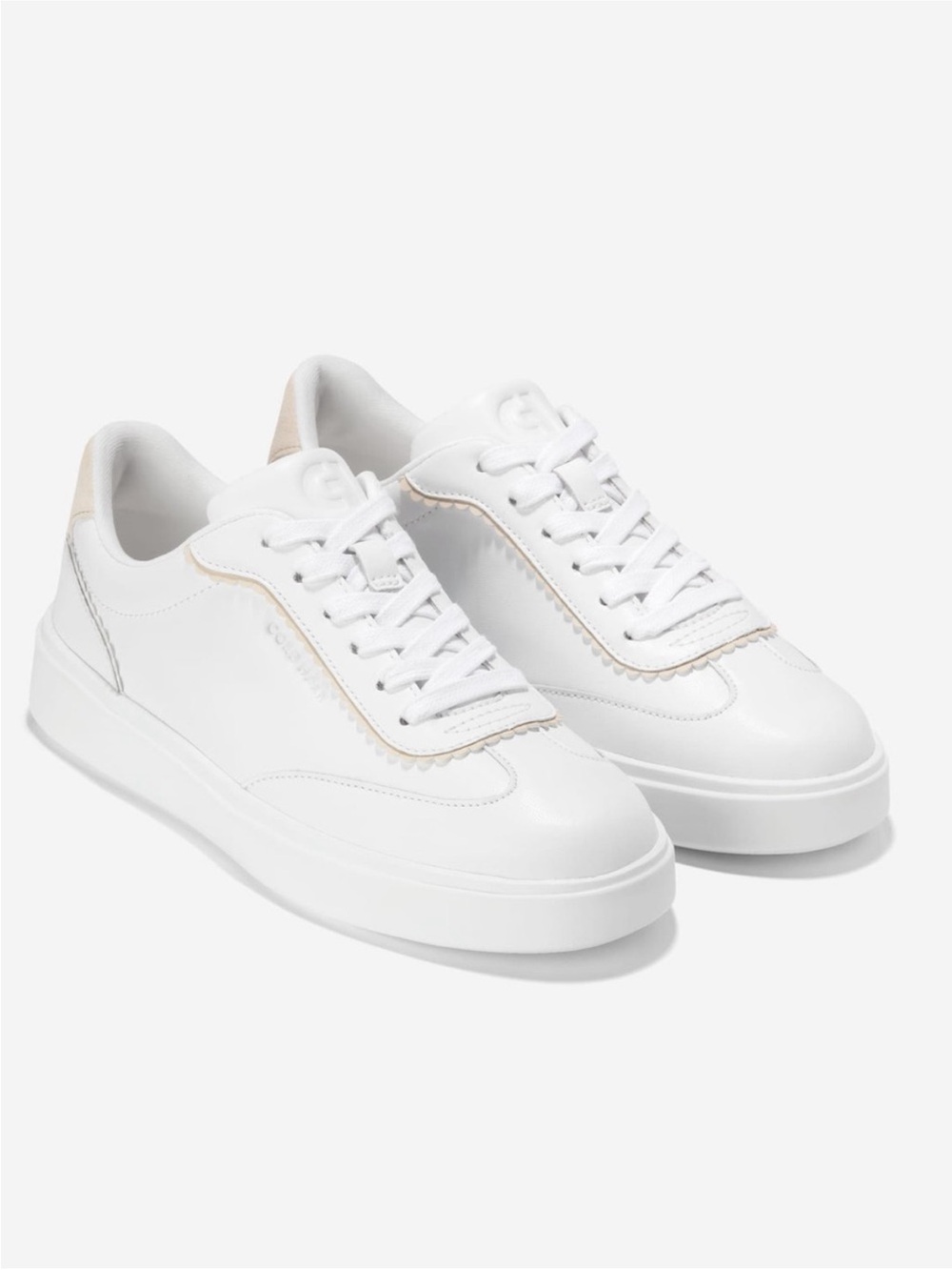 Cole Haan White Leather Sneakers with Cream Trim